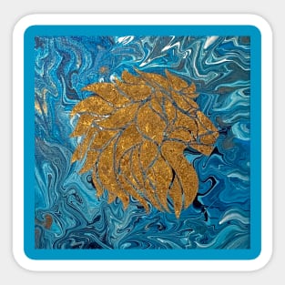 Lion over Blue Pour Sticker